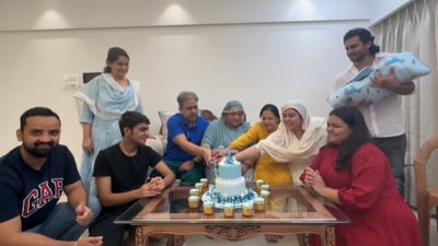 Dipika Kakar, Shoaib Ibrahim and Ruhaan with their family members.