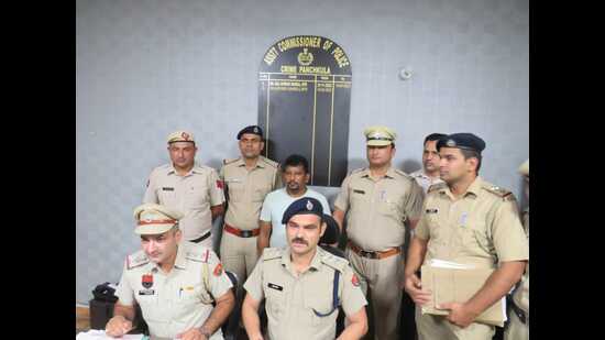 The accused in the custody of Panchkula police on Saturday. (HT Photo)
