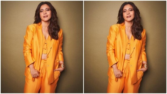 Kajol's luscious tresses were styled by celebrity hairstylist Sangeeta Hegde, who kept her hair open with a middle partition.(Instagram/@mohitrai)