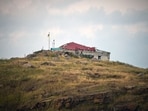 This photograph released by the Ukrainian Presidency on July 8, 2023, shows a partially destroyed building on the Snake Island (Zmiinyi Island), Odesa region, Ukraine. 
