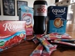 In this photo illustration, food products that contain the artificial sweetener aspartame including Equal, Crystal Light, Trident, Diet Coke and Royal Jello are displayed in New York City. The World Health Organization classified the sugar substitute aspartame, which is used in numerous food products, as a possible carcinogen In this photo illustration, food products that contain the artificial sweetener aspartame including Equal, Crystal Light, Trident, Diet Coke and Royal Jello are displayed in New York City. The World Health Organization classified the sugar substitute aspartame, which is used in numerous food products, as a possible carcinogen