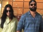 Katrina Kaif and Vicky Kaushal were spotted at Mumbai airport. Katrina Kaif and Vicky Kaushal were spotted at Mumbai airport.