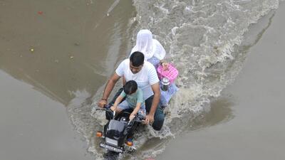 A waterlogged road in Gurugram. (HT Photo)