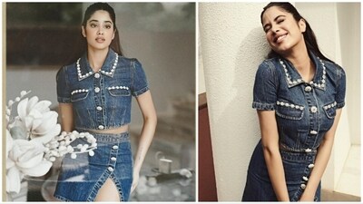 Janhvi Kapoor exuded confidence and glamour as she effortlessly showcased a double denim ensemble in her latest Instagram photos. (Instagram/@janhvikapoor) Janhvi Kapoor exuded confidence and glamour as she effortlessly showcased a double denim ensemble in her latest Instagram photos. (Instagram/@janhvikapoor)