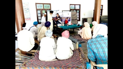 Farmers during a training camp in Ludhiana on Monday. (HT Photo) Farmers during a training camp in Ludhiana on Monday. (HT Photo)