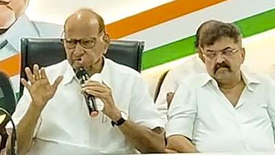 NCP chief Sharad Pawar in Mumbai on Sunday. (PTI) NCP chief Sharad Pawar in Mumbai on Sunday. (PTI)