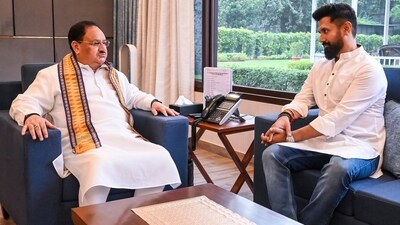 BJP National President JP Nadda and LJP (Ramvilas) Chief Chirag Paswan during a meeting, in New Delhi. (PTI) BJP National President JP Nadda and LJP (Ramvilas) Chief Chirag Paswan during a meeting, in New Delhi. (PTI)