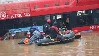 According to a statement on the Central Disaster and Safety Countermeasures Headquarters website, some 15 cities and provinces had evacuated 10,608 people from their homes while there were 631 cases of road and public facility damages as of 11 a.m. local time Monday. (AFP) According to a statement on the Central Disaster and Safety Countermeasures Headquarters website, some 15 cities and provinces had evacuated 10,608 people from their homes while there were 631 cases of road and public facility damages as of 11 a.m. local time Monday. (AFP)