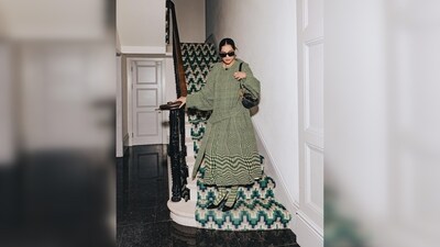 Sonam Kapoor's outfit is from Burberry's Resort 2023 collection by Daniel Lee.&nbsp; (Instagram/@sonamkapoor)