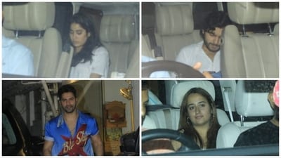 Janhvi Kapoor, Shikhar Pahariya were spotted in the same car; Varun Dhawan and Natasha Dalal were also seen outside Arjun Kapoor's house. (Varinder Chawla)