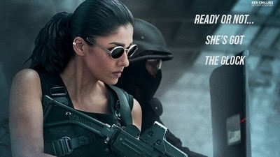 New Jawan poster featuring Nayanthara. New Jawan poster featuring Nayanthara.