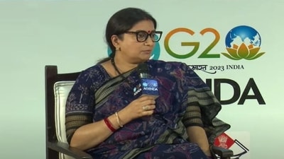 Smriti Irani speaking on G-20 agenda.