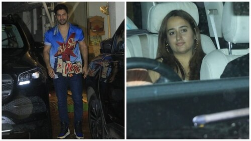 Varun Dhawan and Natasha Dalal at Arjun Kapoor's residence. (Varinder Chawla)