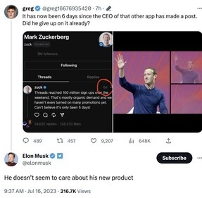 Musk was responding to this post from a Twitter user. Musk was responding to this post from a Twitter user.