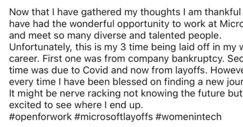 The unidentified ex-Microsoft staffer's LinkedIn post (Image courtesy: India Today) The unidentified ex-Microsoft staffer's LinkedIn post (Image courtesy: India Today)