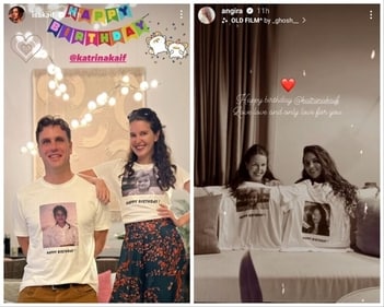 Katrina Kaif's birthday bash featured special T-shirts. Katrina Kaif's birthday bash featured special T-shirts.
