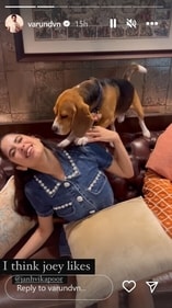 Varun Dhawan's dog met Janhvi Kapoor.