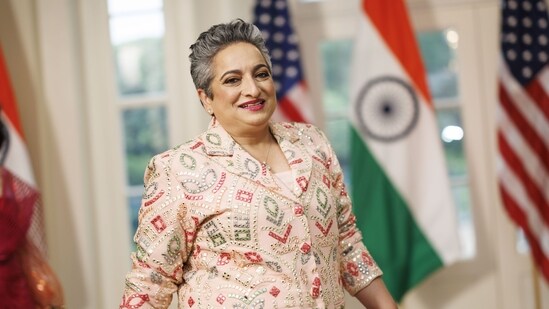Shamina Singh at the state dinner in honor of Indian Prime Minister Narendra Modi hosted by US President Joe Biden and First Lady Jill Biden at the White House in Washington, DC, US, on June 22. (Bloomberg)