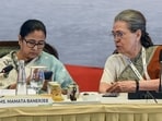 Congress Parliamentary Party (CPP) chairperson Sonia Gandhi in a conversation with West Bengal chief minister Mamata Banerjee during the second day of the joint Opposition meeting in Bengaluru on Tuesday. Congress Parliamentary Party (CPP) chairperson Sonia Gandhi in a conversation with West Bengal chief minister Mamata Banerjee during the second day of the joint Opposition meeting in Bengaluru on Tuesday.