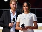 Prince Harry and Meghan Markle speak during the 2021 Global Citizen Live festival at the Great Lawn, Central Park on September 25, 2021 in New York City (Photo by Angela Weiss / AFP) Prince Harry and Meghan Markle speak during the 2021 Global Citizen Live festival at the Great Lawn, Central Park on September 25, 2021 in New York City (Photo by Angela Weiss / AFP)