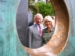 Britain's King Charles III (C) and Britain's Queen Camilla (R) in Cornwall, south-west England. Britain's King Charles III (C) and Britain's Queen Camilla (R) in Cornwall, south-west England.