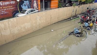 A flooded underpass near Yamuna Bazar on Tuesday. (Sanjeev Verma/HT Photo) A flooded underpass near Yamuna Bazar on Tuesday. (Sanjeev Verma/HT Photo)