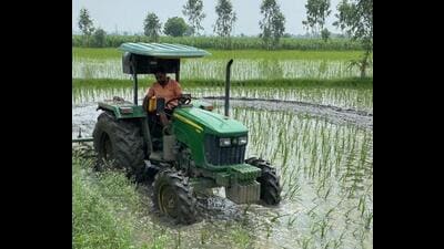 As farmers in several parts of the state are struggling to protect their crop from the impact of floods, a group of farmers have together to help their fellows. (HT Photo) As farmers in several parts of the state are struggling to protect their crop from the impact of floods, a group of farmers have together to help their fellows. (HT Photo)