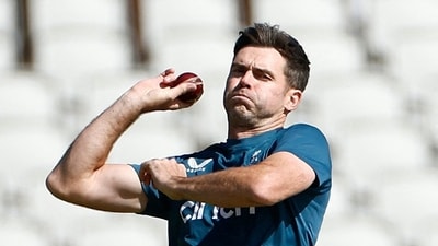 England's James Anderson during practice (Reuters)