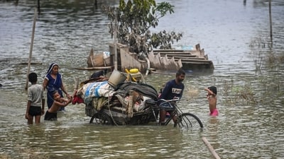 According to official data, 26,784 people were evacuated from low-lying areas, 18,416 of whom are staying in 47 relief camps. The others were shifted to places of their choice. (Raj K Raj/ Hindustan Times) According to official data, 26,784 people were evacuated from low-lying areas, 18,416 of whom are staying in 47 relief camps. The others were shifted to places of their choice. (Raj K Raj/ Hindustan Times)