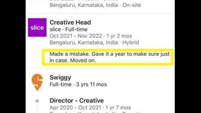 Woman’s honest LinkedIn profile goes viral. (Twitter/@Vibin Babuurajan) Woman’s honest LinkedIn profile goes viral. (Twitter/@Vibin Babuurajan)