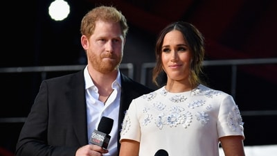 Prince Harry and Meghan Markle speak during the 2021 Global Citizen Live festival at the Great Lawn, Central Park on September 25, 2021 in New York City (Photo by Angela Weiss / AFP) (AFP) Prince Harry and Meghan Markle speak during the 2021 Global Citizen Live festival at the Great Lawn, Central Park on September 25, 2021 in New York City (Photo by Angela Weiss / AFP) (AFP)