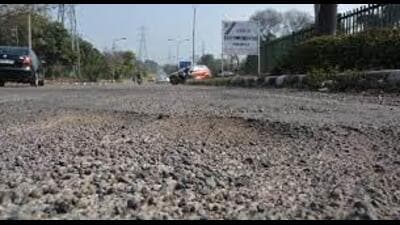 Panchkula municipal corporation started restoration work of roads damaged during recent incessant rains. (HT PHOTO)