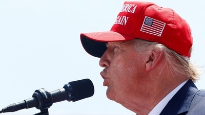 Former U.S. President Donald Trump delivers remarks at his "Make America Great Again" rally in Pickens, South Carolina, (REUTERS)
