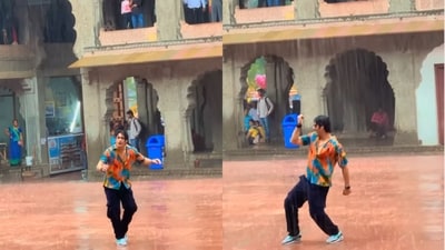 Man dances in the rain to Salman Khan and Kajol’s Tum Par Hum Hai Atke Yaara. (Instagram/@i_am_tarunn28) Man dances in the rain to Salman Khan and Kajol’s Tum Par Hum Hai Atke Yaara. (Instagram/@i_am_tarunn28)