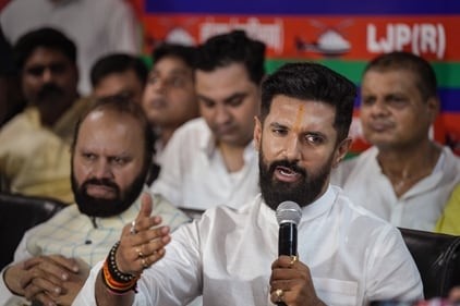 Lok Janshakti Party (Ram Vilas) chief Chirag Paswan, who joined the NDA ahead of the next year's Lok Sabha polls, addresses a press conference, in New Delhi, on Tuesday, (PTI)