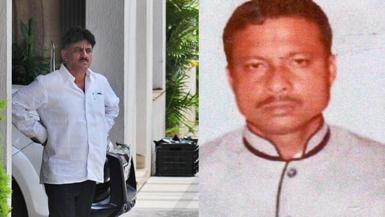 D K Shivakumar (L) Nirmal Kumar Dhara (R). (HT file photo/PRS India)