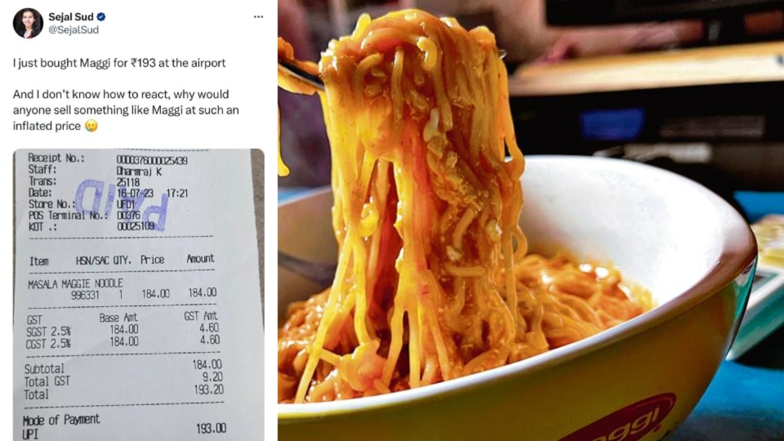 Maggi for ₹193 at airport: Twitter says why not carry home-cooked food? Delhiites react - Vimarsana News
