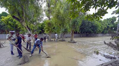A view of Nigambodh Ghat after the Yamuna flood water receded. (Sanjeev Verma/HT) A view of Nigambodh Ghat after the Yamuna flood water receded. (Sanjeev Verma/HT)