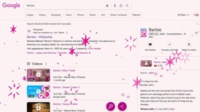 Google celebrates the upcoming Barbie movie with special effects Google celebrates the upcoming Barbie movie with special effects