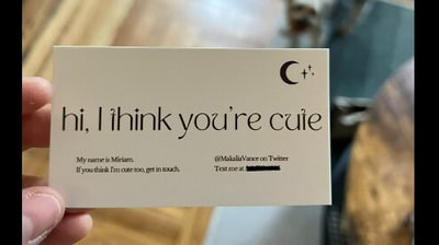 Woman's business card for dating becomes a hit with netizens. (Twitter) Woman's business card for dating becomes a hit with netizens. (Twitter)