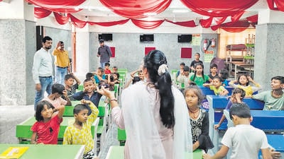 Classes, which last around 2.5 hours a day, focus on subjects such as ‘mindfullness’, arts and crafts, mathematics and English. (HT Photo) Classes, which last around 2.5 hours a day, focus on subjects such as ‘mindfullness’, arts and crafts, mathematics and English. (HT Photo)