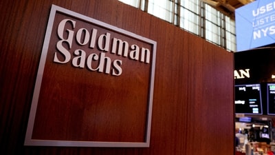 The logo for Goldman Sachs is seen on the trading floor at the New York Stock Exchange (NYSE) in New York City. (Reuters)
