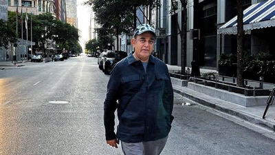 Kamal Haasan is in the US for Project K's first glimpse at San Diego Comic-Con. Kamal Haasan is in the US for Project K's first glimpse at San Diego Comic-Con.