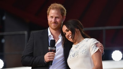 Prince Harry and Meghan Markle speak during the 2021 Global Citizen Live festival at the Great Lawn, Central Park on September 25, 2021 in New York City (Photo by Angela Weiss / AFP) (AFP) Prince Harry and Meghan Markle speak during the 2021 Global Citizen Live festival at the Great Lawn, Central Park on September 25, 2021 in New York City (Photo by Angela Weiss / AFP) (AFP)