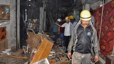 Rescue operations underway after the cylinder blast at a restaurant on Shimla’s Mall Road. (PTI) Rescue operations underway after the cylinder blast at a restaurant on Shimla’s Mall Road. (PTI)
