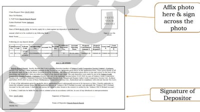 Step 13: Affix your latest photograph, and sign the claim form along with the photograph. (CRCS) Step 13: Affix your latest photograph, and sign the claim form along with the photograph. (CRCS)