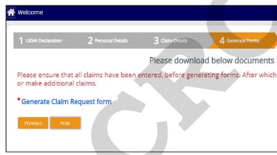 Step 12: Click "Submit Claim" to view all the details in the grid below. You can add multiple claim requests here. (CRCS) Step 12: Click "Submit Claim" to view all the details in the grid below. You can add multiple claim requests here. (CRCS)