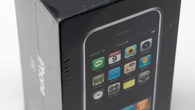 A first-generation iPhone sold at $190,373 in an auction. (LCG Auctions)