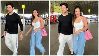 Sidharth Malhotra and Kiara Advani seen at the Mumbai airport. (Varinder Chawla) Sidharth Malhotra and Kiara Advani seen at the Mumbai airport. (Varinder Chawla)