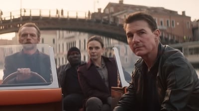 Tom Cruise (right) in a still from Mission Impossible Dead Reckoning Part One. Tom Cruise (right) in a still from Mission Impossible Dead Reckoning Part One.